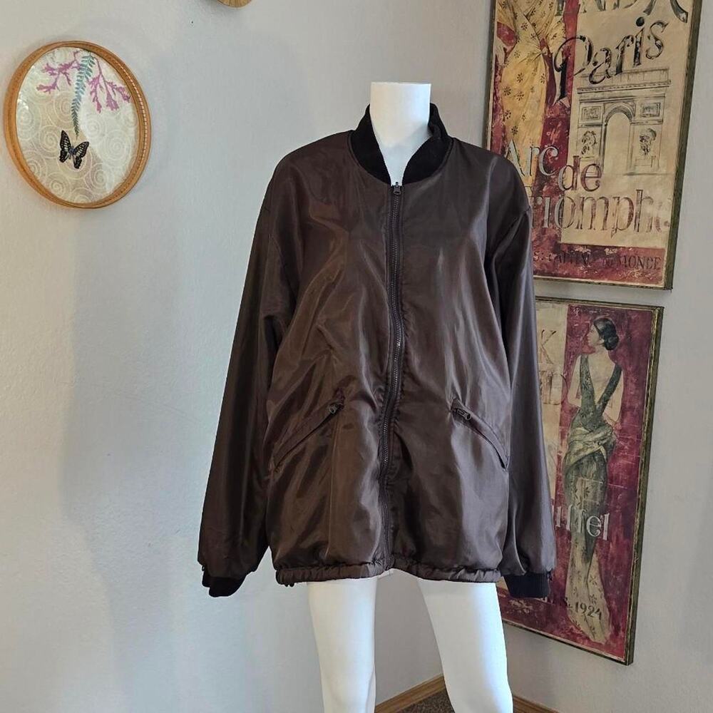 Vintage 80s/90s Satin Fleece Lined Bomber Jacket by Master Sportsman  XL